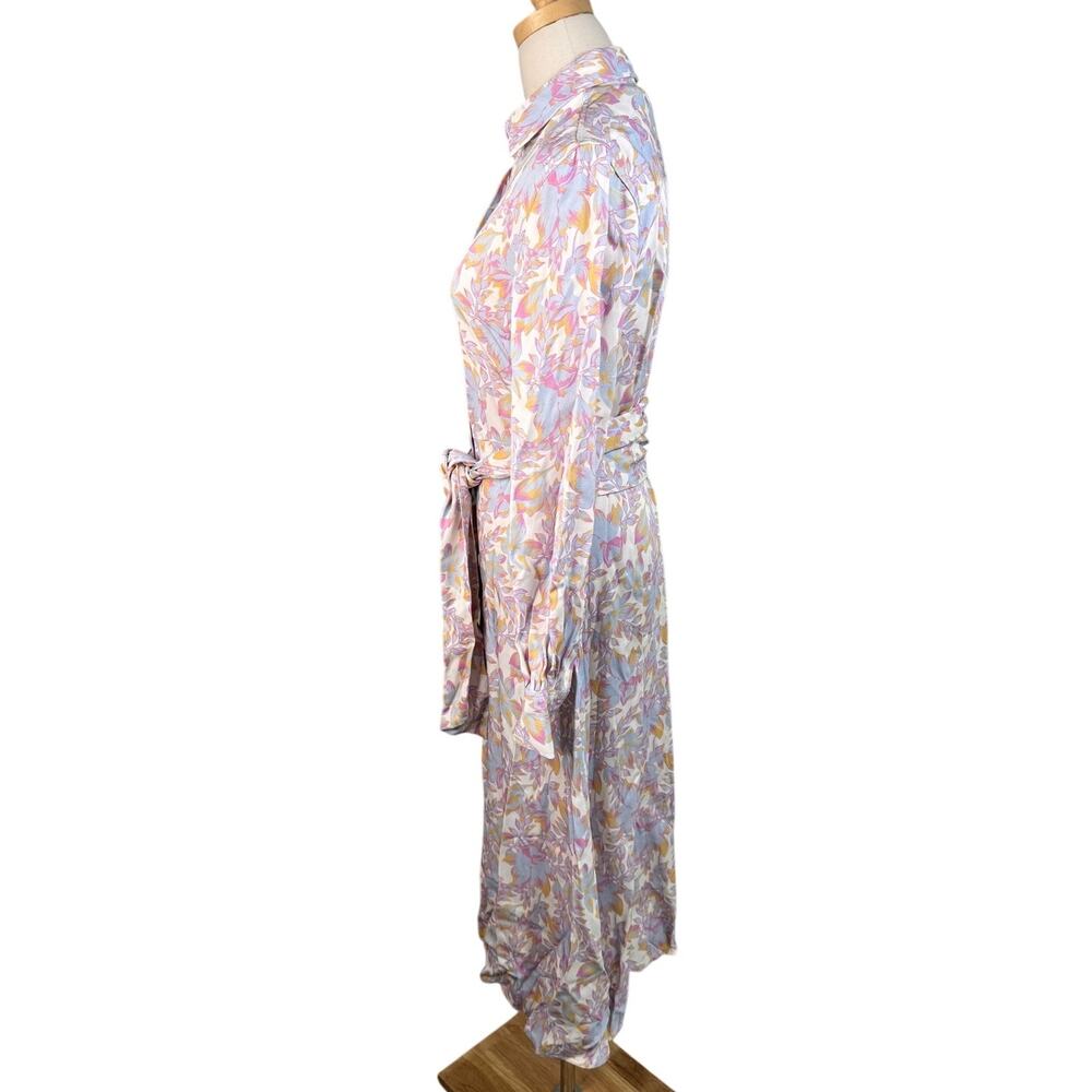 Rebecca Vallance Fleur Floral Midi Shirt Dress Tie Waist Pastel size US 2 - Picture 11 of 14